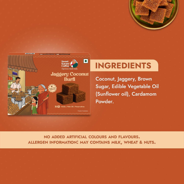 Sweet Karam Coffee Jaggery Coconut Barfi