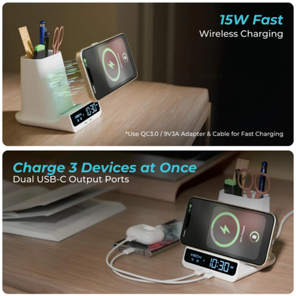 Xech Quest Max Clock With Pen Stand & Wireless Charger