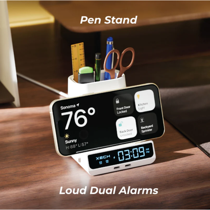 Xech Quest Max Clock With Pen Stand & Wireless Charger