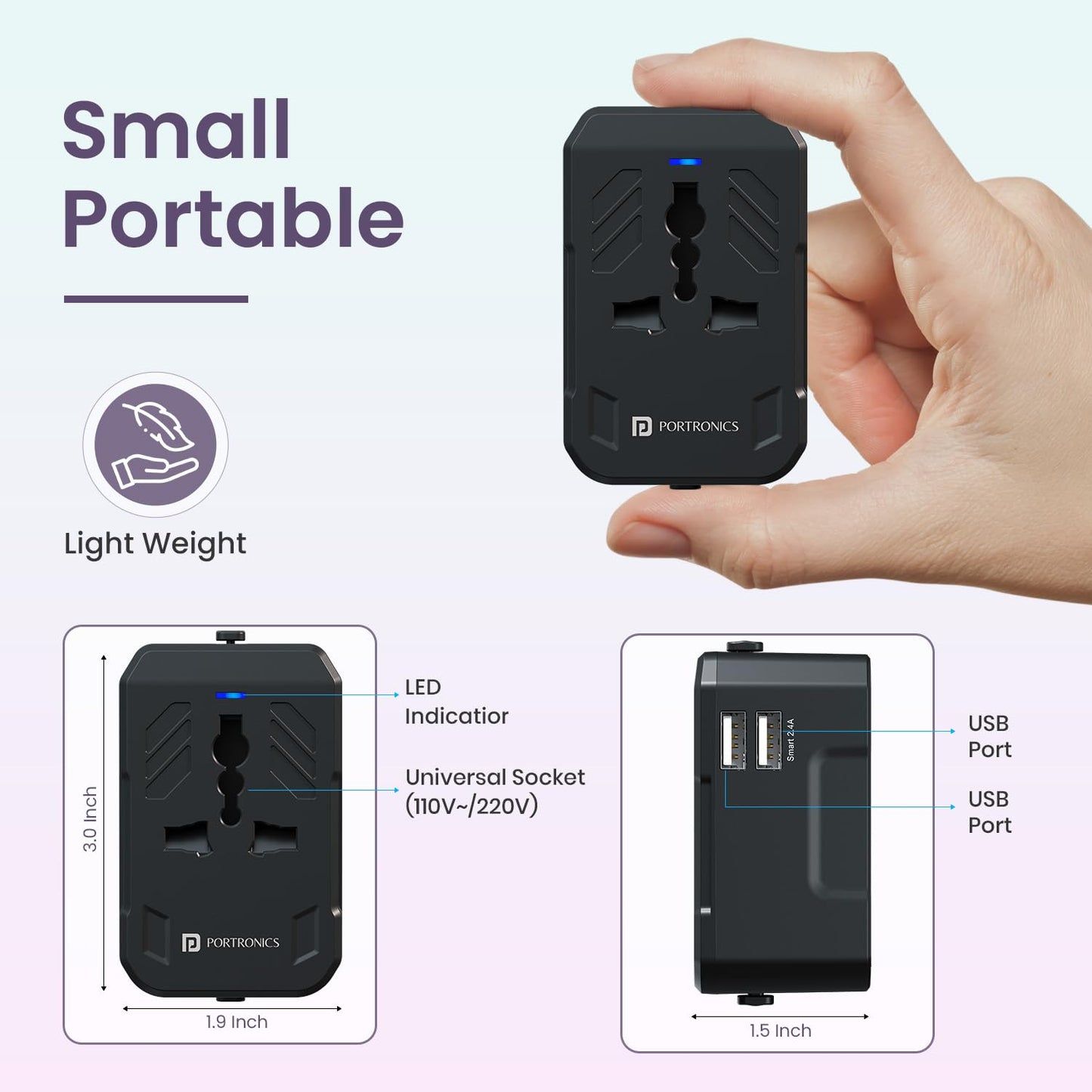 Portronics Juicemate 2 Universal Travel Adapter