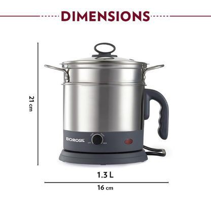 Borosil Multicook Kettle 1.3L