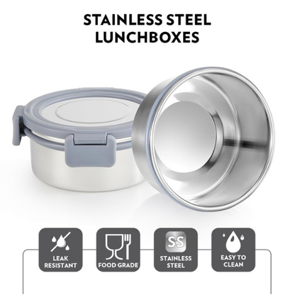 Borosil Slate Round Stainless Steel Lunchbox
