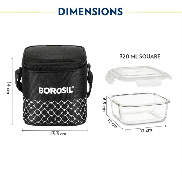 Borosil Square Glass Lunch Box