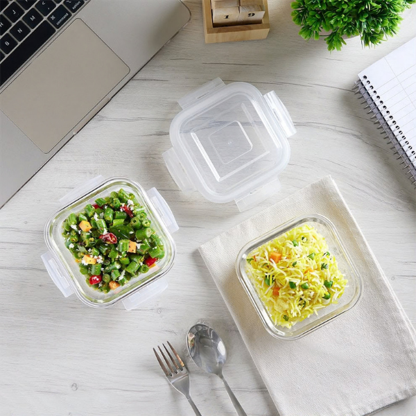 Borosil Square Glass Lunch Box