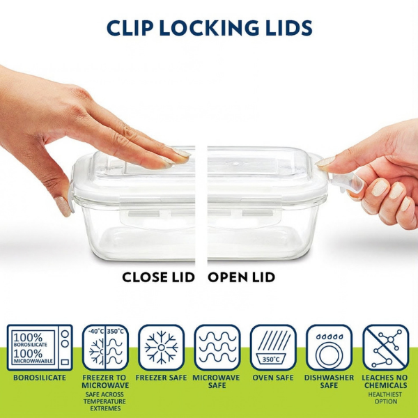 Borosil Square Glass Lunch Box