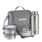 Borosil Slate Round Stainless Steel Lunchbox With Bottle