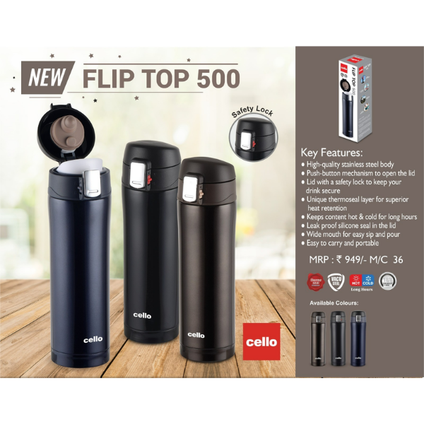 Cello Flip Top Flask