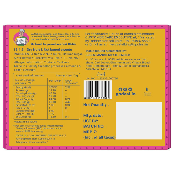 Go Desi Premium Kaju Katli