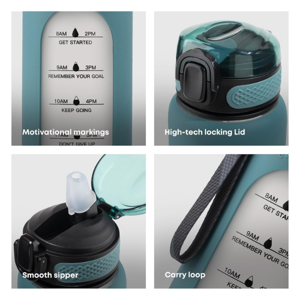 Motivational Borosilicate Glass Water Bottle