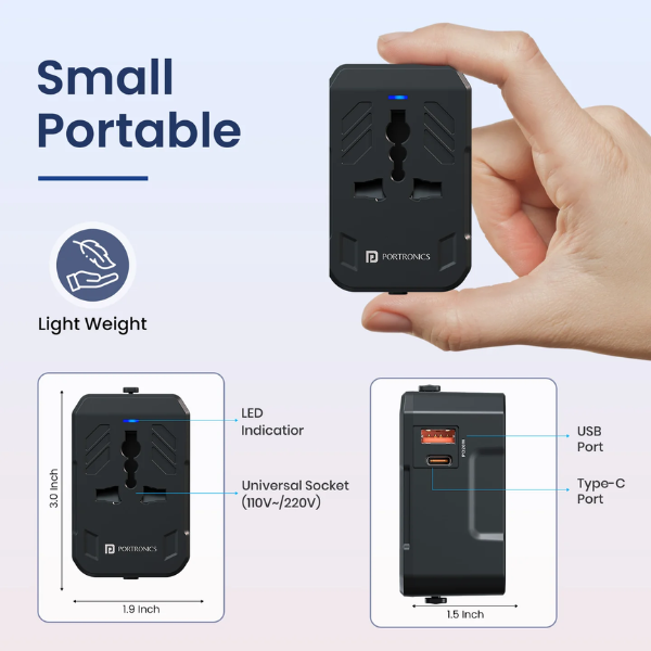 Portronics Juicemate 4 Universal Travel Adapter