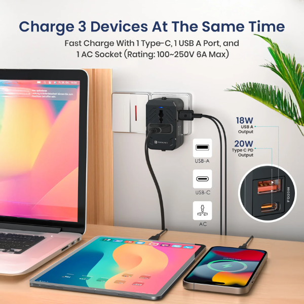 Portronics Juicemate 4 Universal Travel Adapter