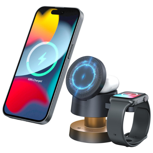 Portronics Tricharge 4 in 1 Magnetic Wireless Charger With Night Lamp