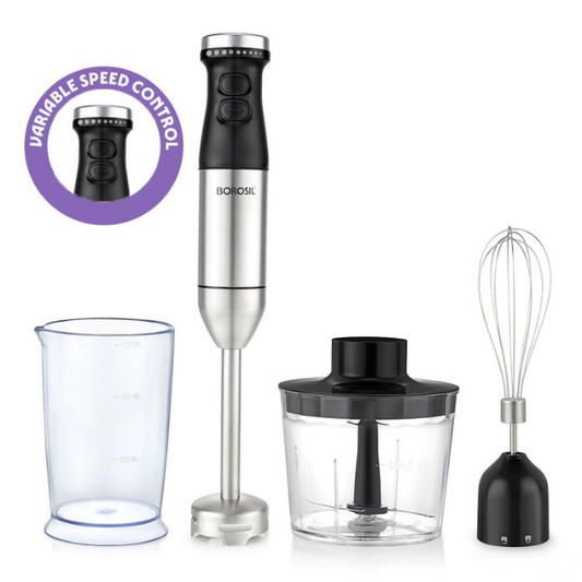 Borosil Smartblend Hand Blender with Chopper & Whisker