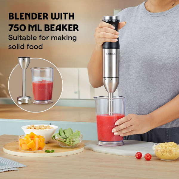 Borosil Smartblend Hand Blender with Chopper & Whisker