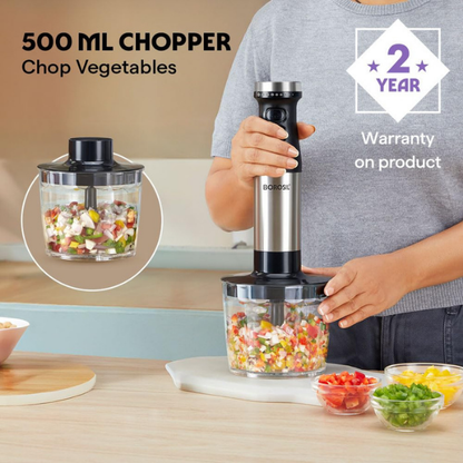 Borosil Smartblend Hand Blender with Chopper & Whisker
