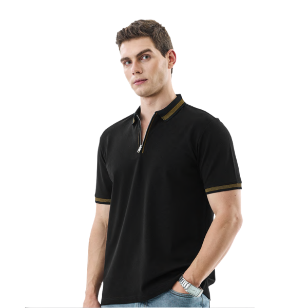 Snitch Textured Zipper Polo T-Shirt