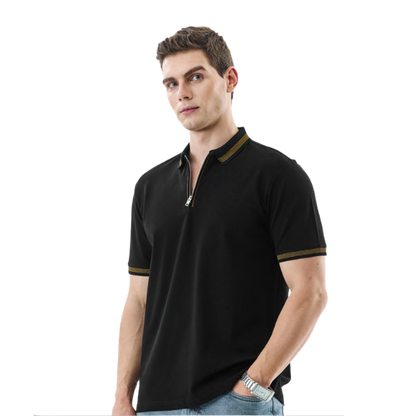 Snitch Textured Zipper Polo T-Shirt