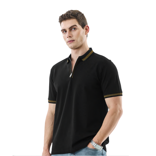 Snitch Textured Zipper Polo T-Shirt