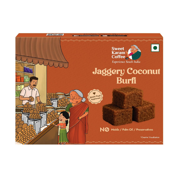 Sweet Karam Coffee Jaggery Coconut Barfi