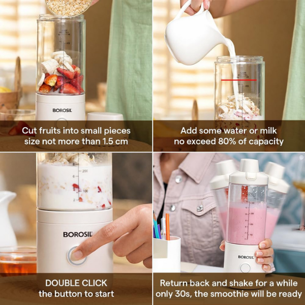 Borosil Nutrimate Portable Electric Blender with Grinder