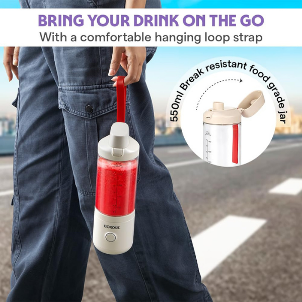 Borosil Nutrimate Portable Electric Blender with Grinder